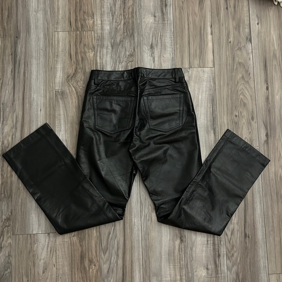 Black Genuine Leather Pants - Picture 2 of 5